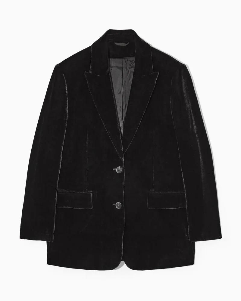 COS Samtblazer Aus Seiden-Mix Mit Normaler Passform Schwarz