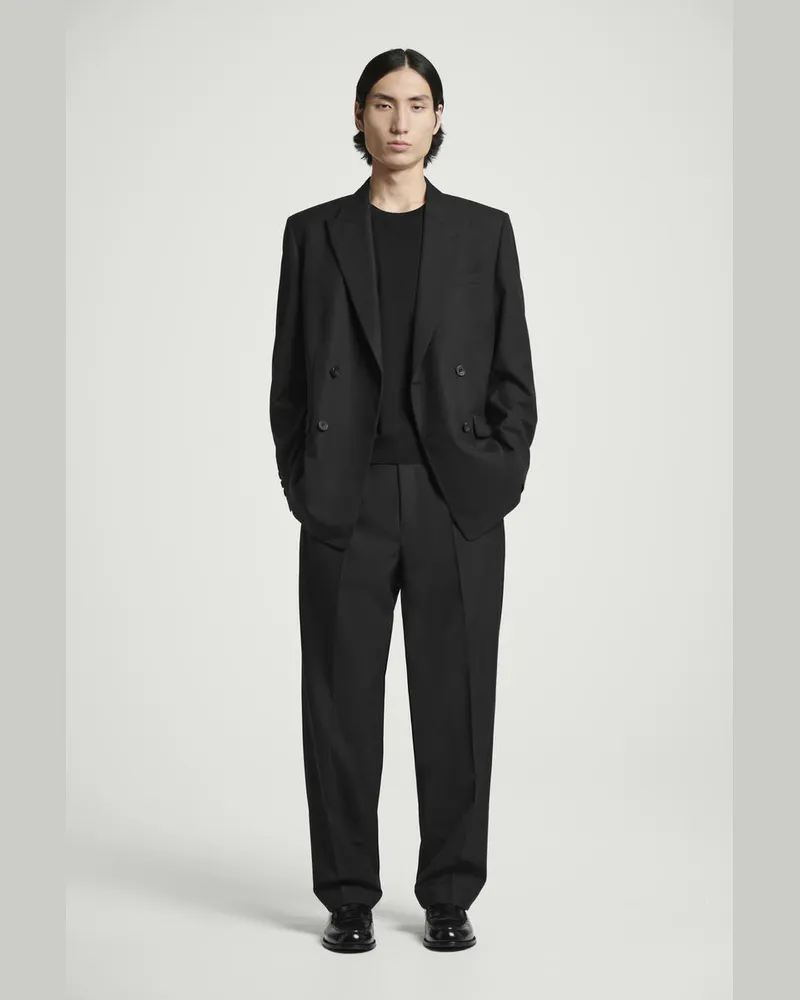 COS Lockere Hose Aus Woll-Hopsack Mit Geradem Bein Schwarz