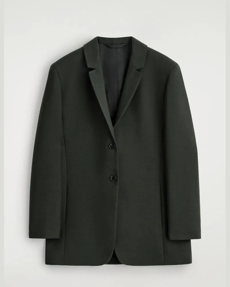 COS Langer Blazer Aus Woll-Mix Grün
