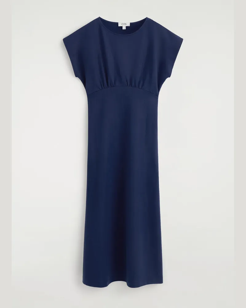 COS Skulpturales Midikleid Aus Jersey Mit Raffungen Blau