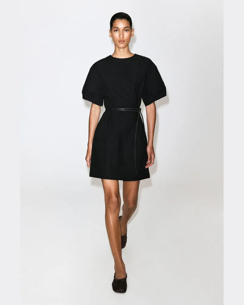 COS Minikleid Aus Baumwolle Mit Biesen Schwarz