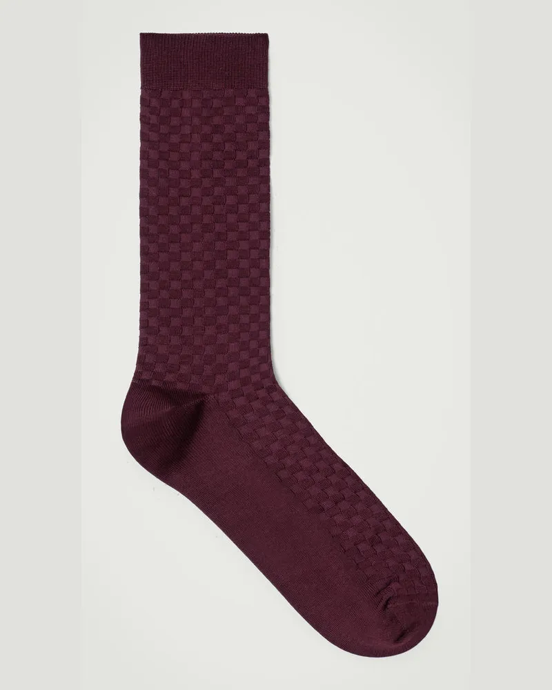 COS Elegante Socken Mit Geflochtenem Karomuster Rot