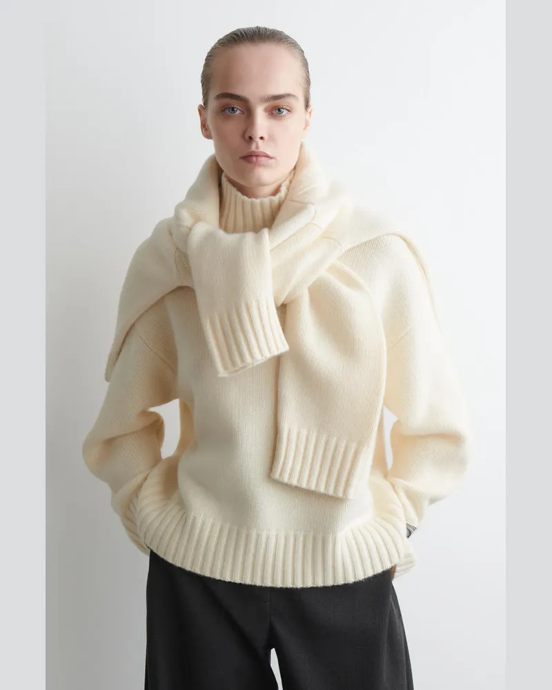 COS Kaschmirpullover Mit Hohem Kragen Weiß