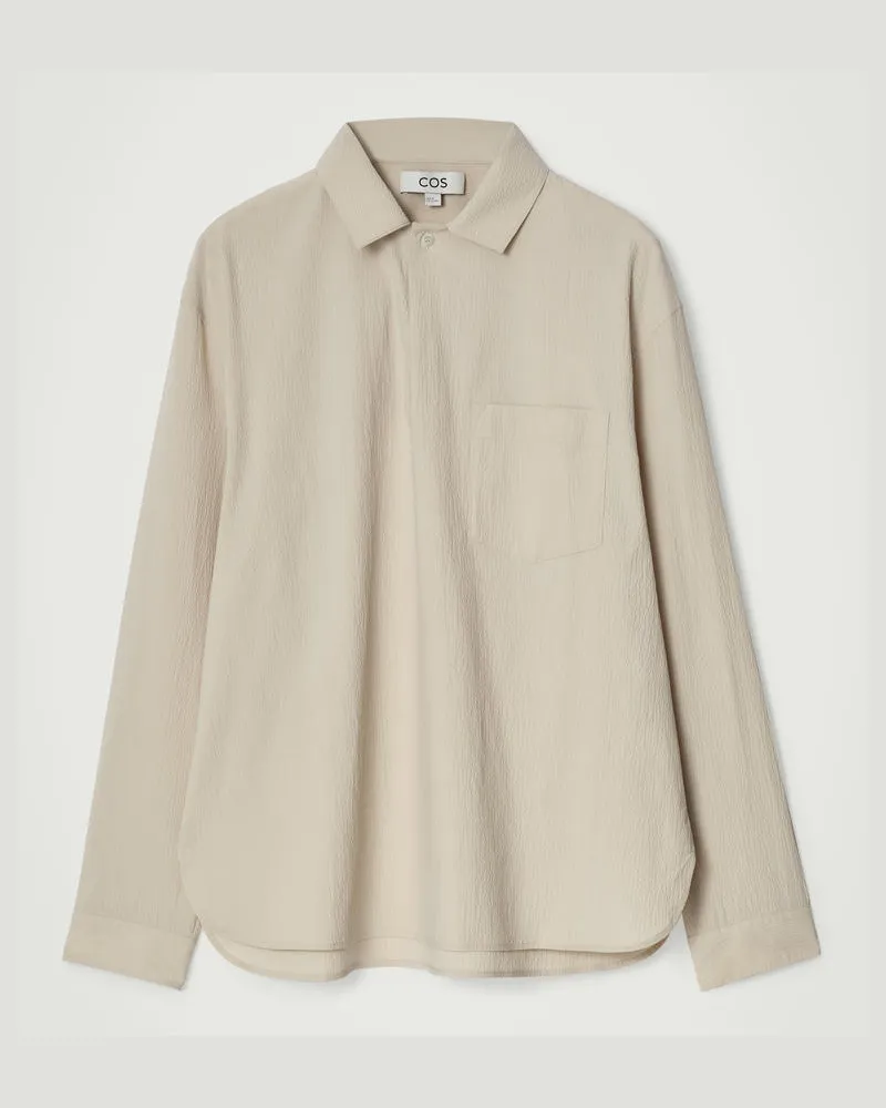 COS Popover-Hemd Aus Baumwoll-Seersucker Beige