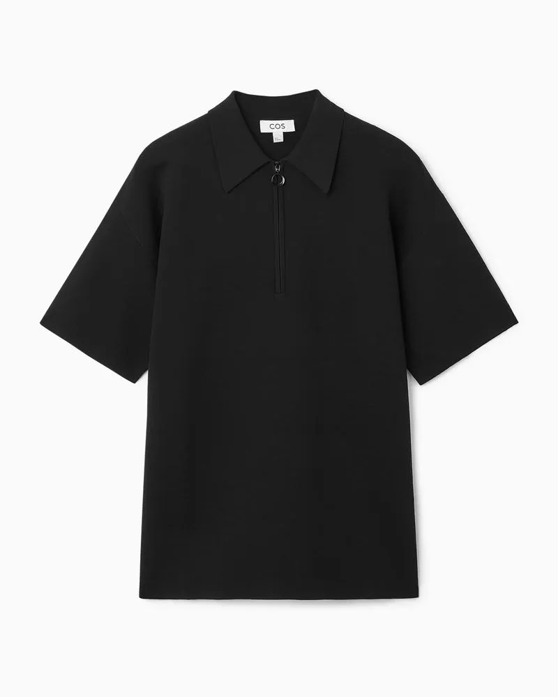 COS Doubleface-Poloshirt Mit Reissverschluss Schwarz