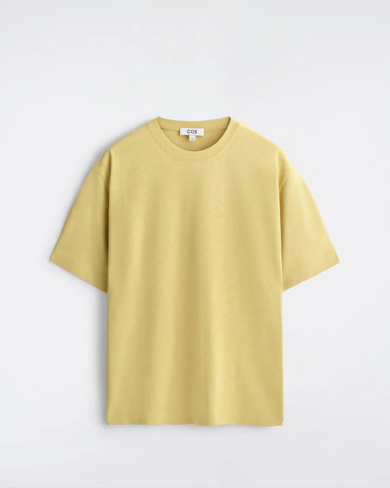 COS Lockeres T-Shirt Aus Baumwoll-Leinen-Mix Gelb