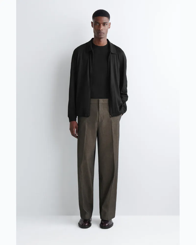 COS Herringbone Oversized Wide-Leg Trousers Braun