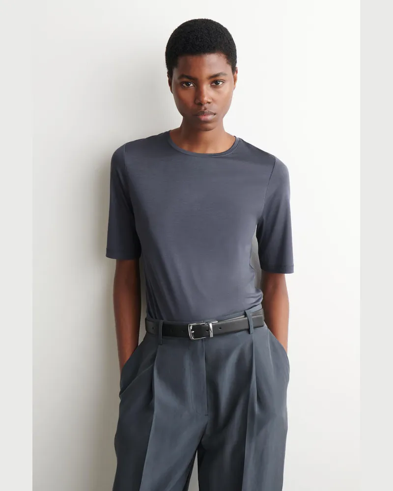 COS T-Shirt Aus Seiden-Jersey Blau