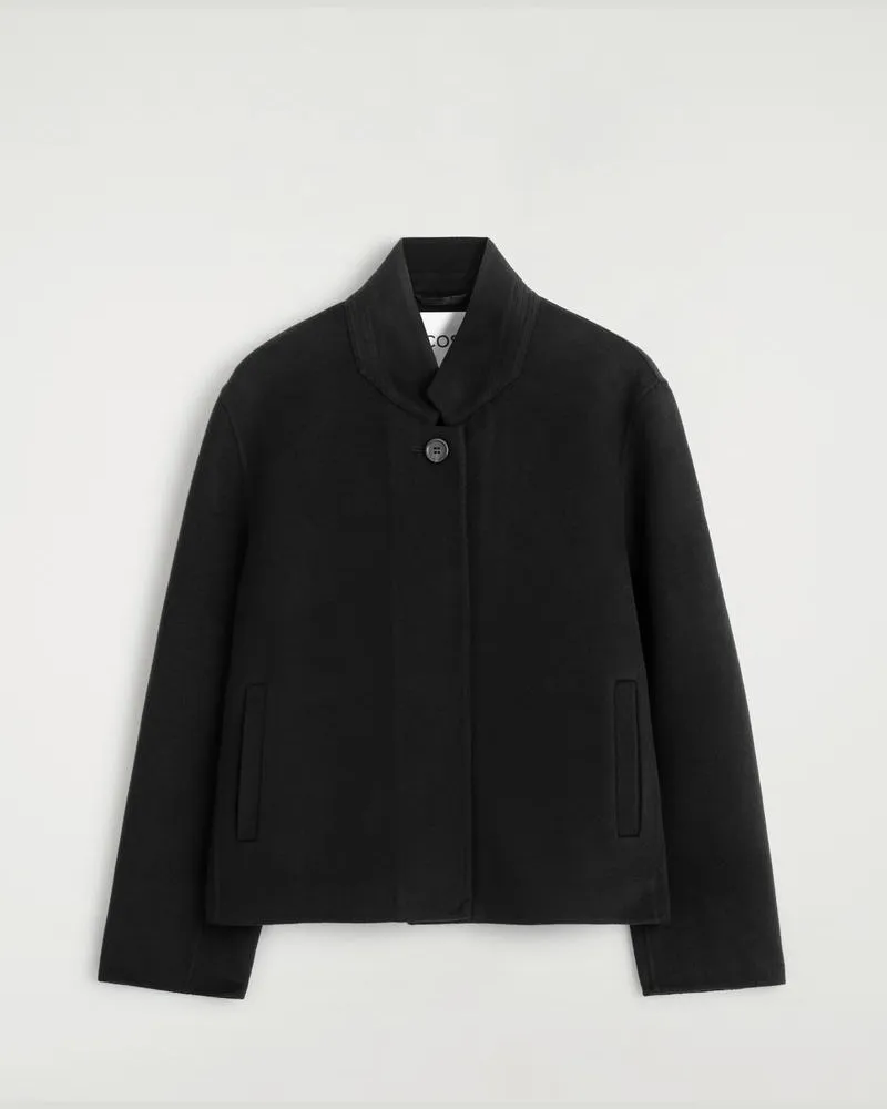 COS Strukturierte Jacke Aus Doubleface-Wolle Schwarz