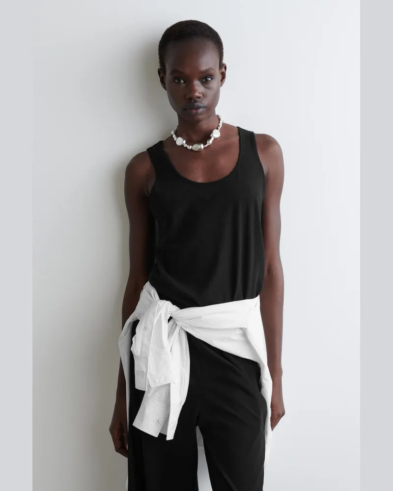 COS Tanktop Aus Baumwoll-Leinen-Mix Schwarz