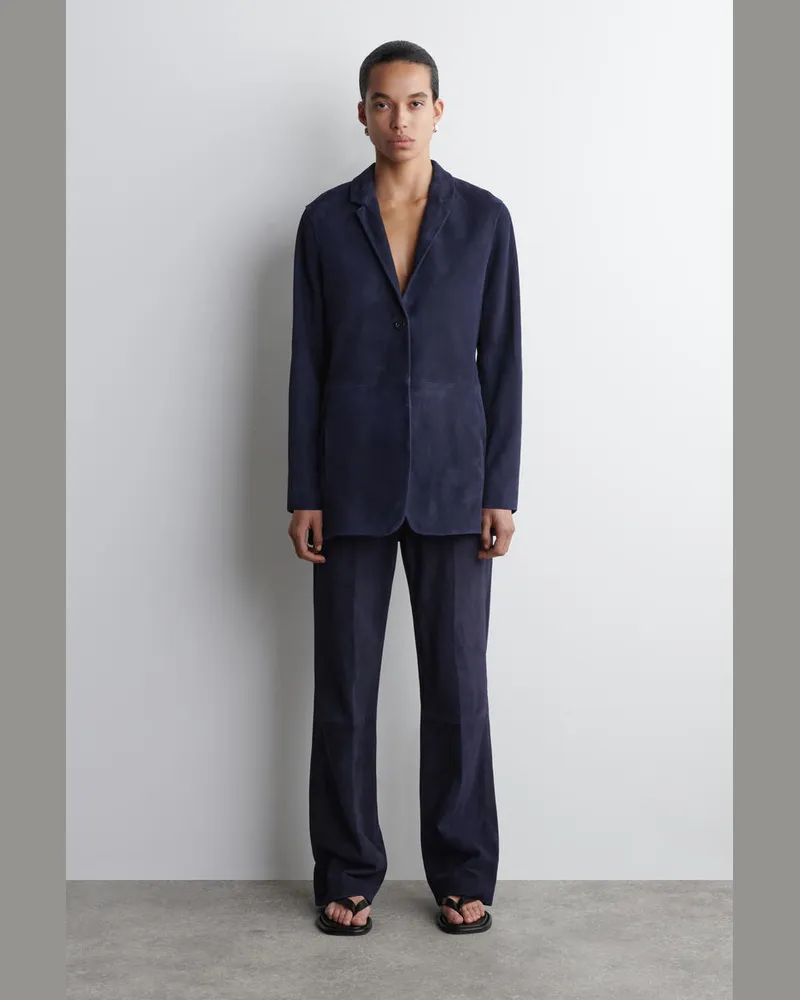 COS Hose Aus Veloursleder Mit Geradem Bein Blau