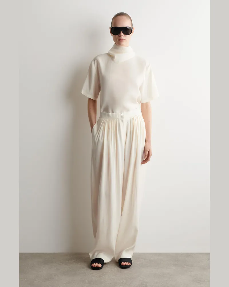 COS Hose Mit Geradem Bein Und Falten Weiß