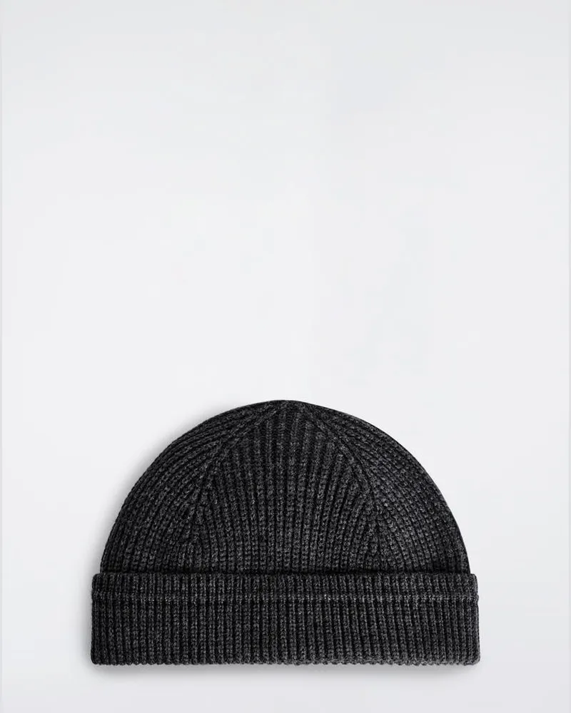 COS Gerippte Fisherman-Beanie Aus Woll-Baumwoll-Mix Grau