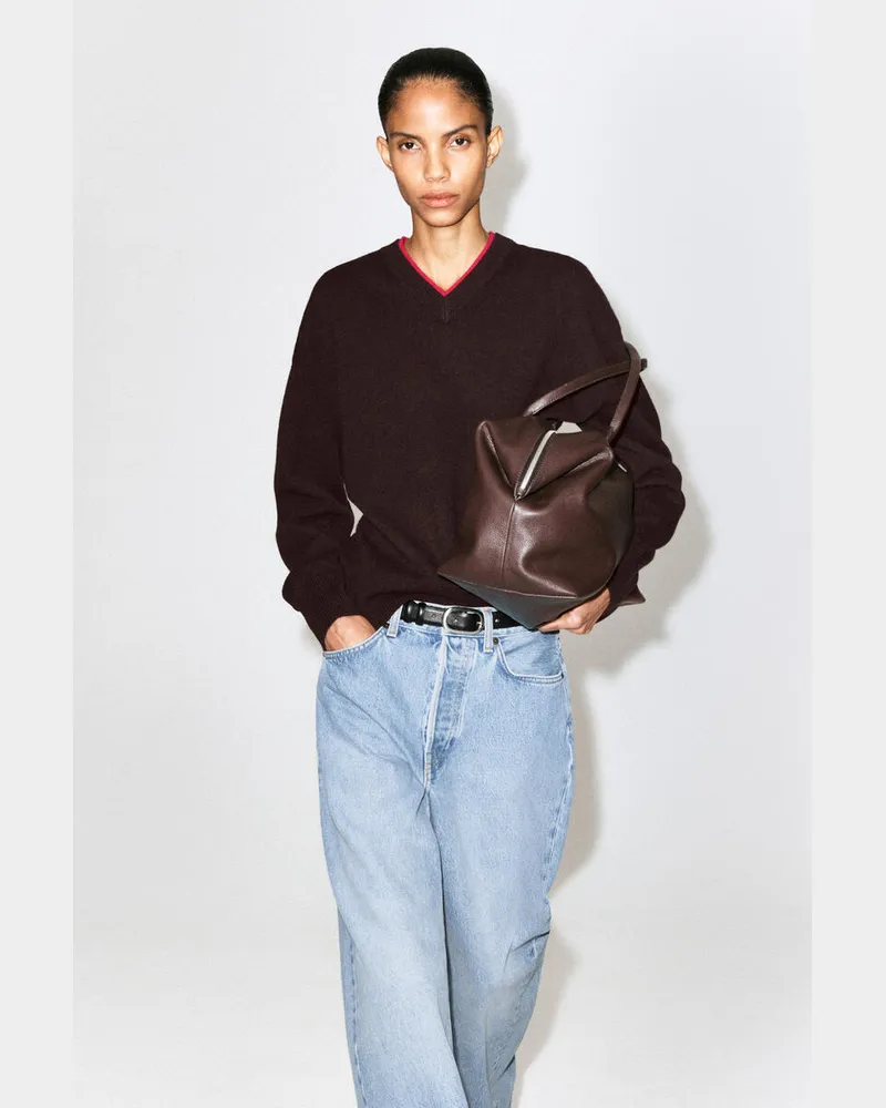 COS Pullover Aus Merinowolle Mit V-Ausschnitt Braun