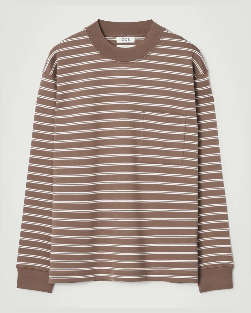 COS Lockeres Langarmshirt Aus Baumwolle Mit Stehkragen Braun