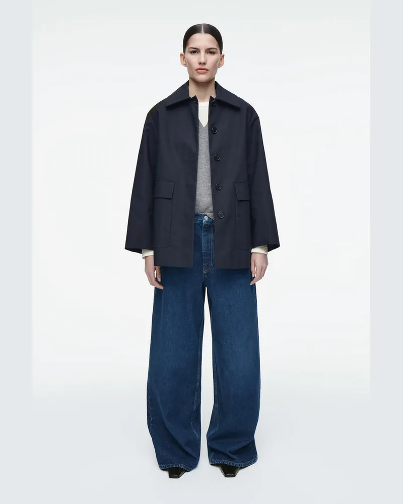 COS Car Coat Aus Baumwolle Mit Kragen Blau
