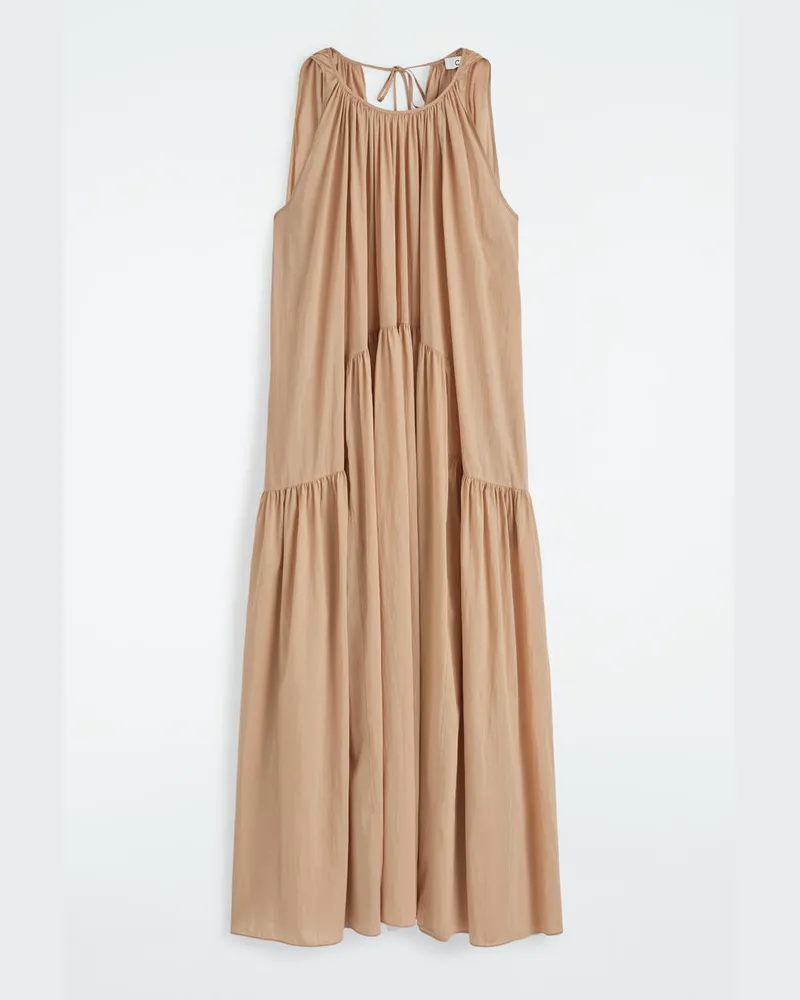 COS Neckholder-Maxikleid Mit Raffungen Beige