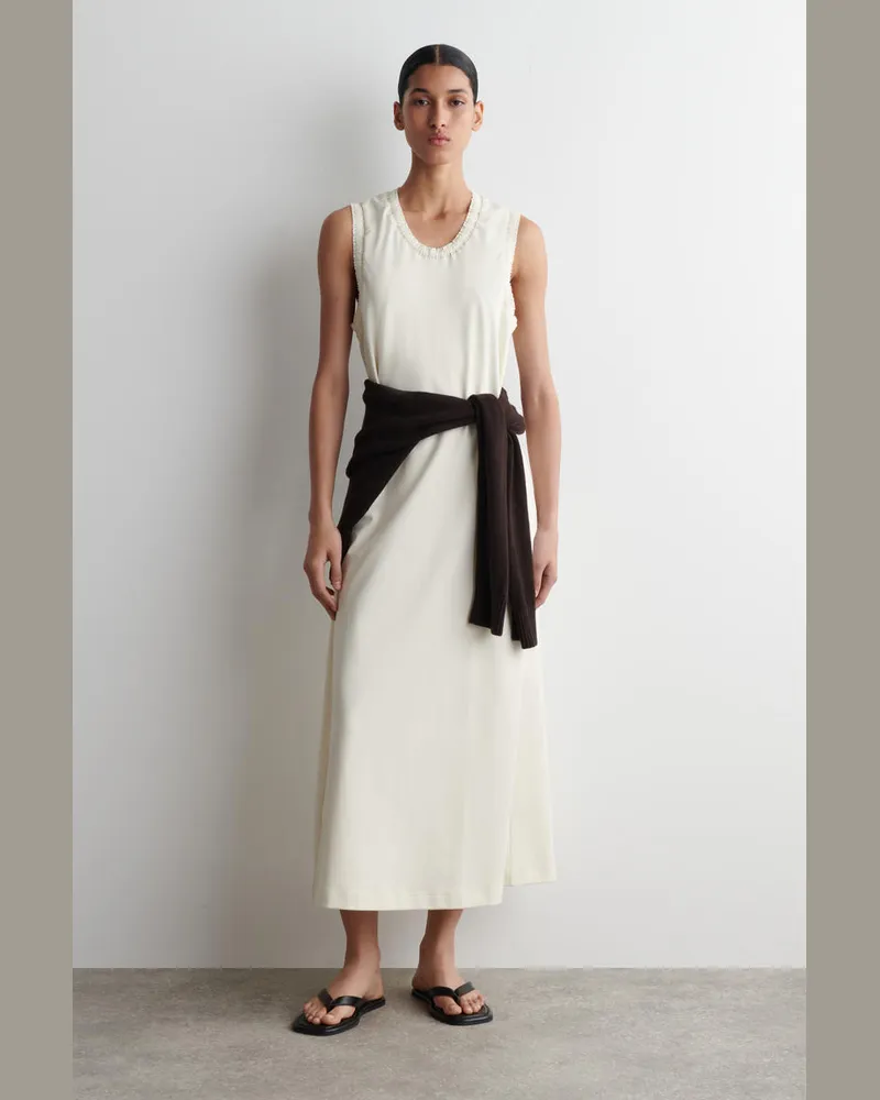 COS Midikleid Aus Baumwolle Mit Raffungen Weiß