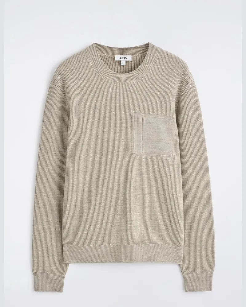 COS Pullover Aus Wolle Mit Rundhalsausschnitt Beige
