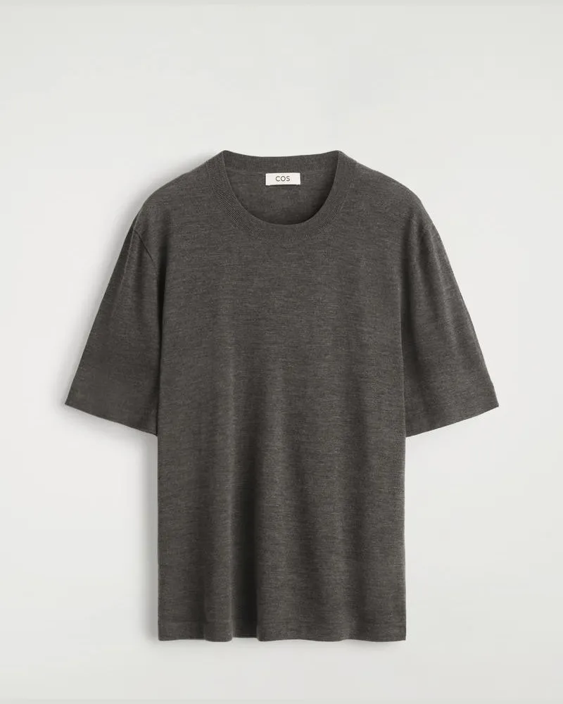COS T-Shirt Aus Feinem Kaschmir Grau