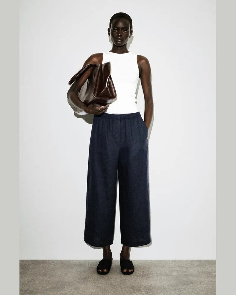 COS Culottes Aus Leinen Blau
