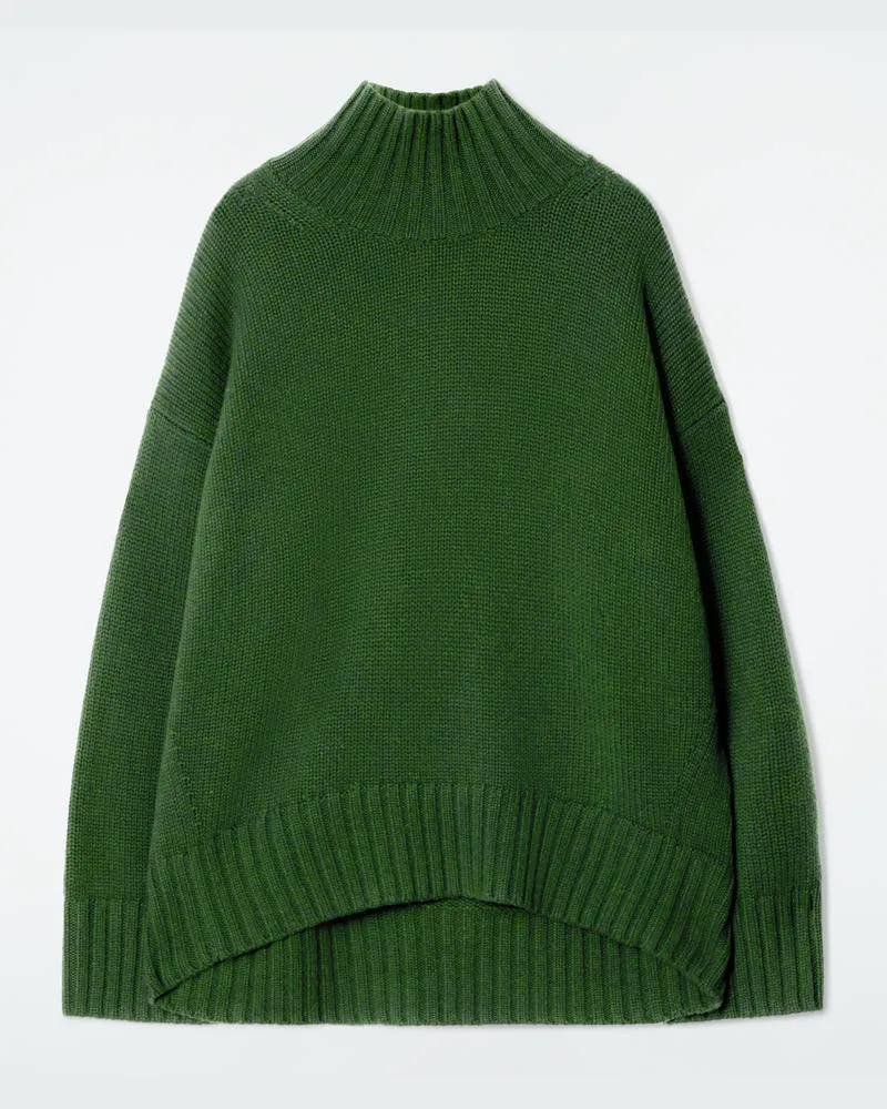 COS Grobstrickpullover Aus Kaschmir Mit Rollkragen Grün