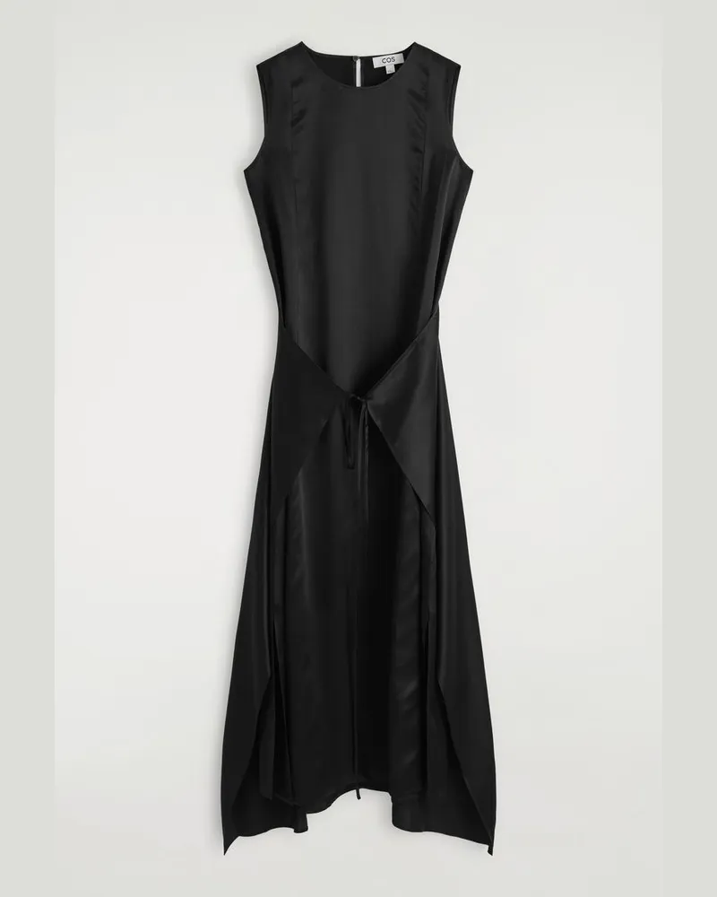 COS Maxikleid Aus Seide Mit Wickelfront Schwarz