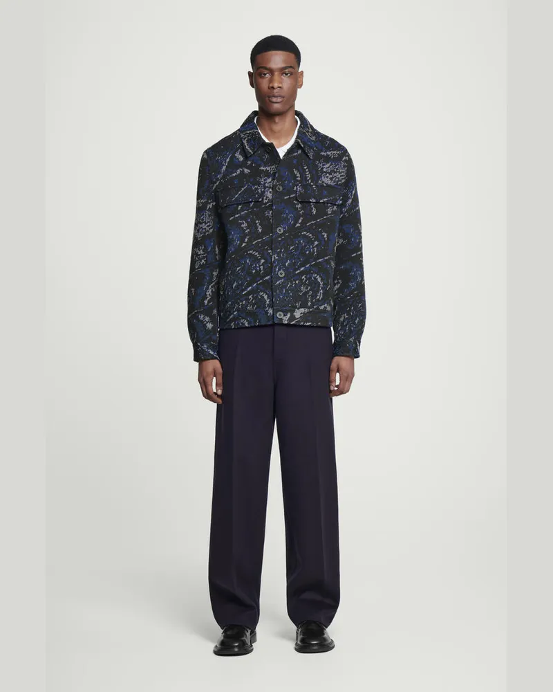 COS Lockere Hemdjacke Aus Jacquard Aus Woll-Mix Blau