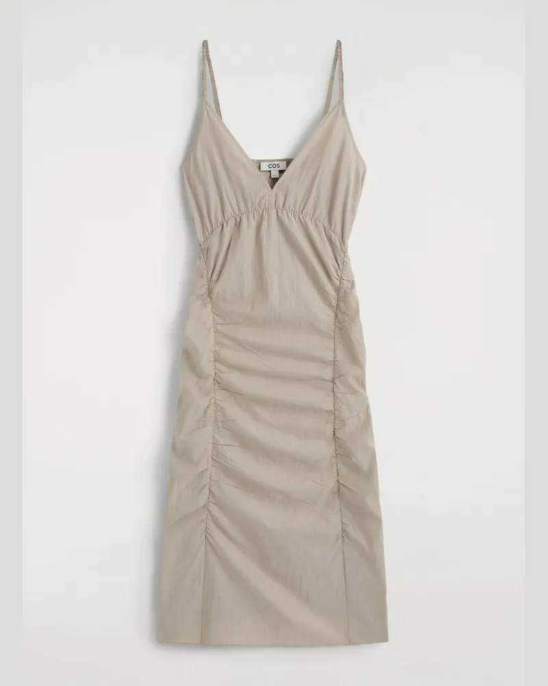 COS Slipdress Aus Seiden-Nylon-Mix Mit Raffungen Beige