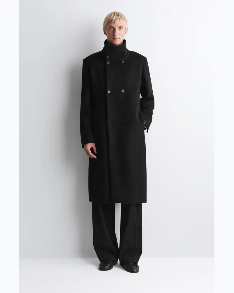 COS Tailored Wool Funnel-Neck Coat Schwarz