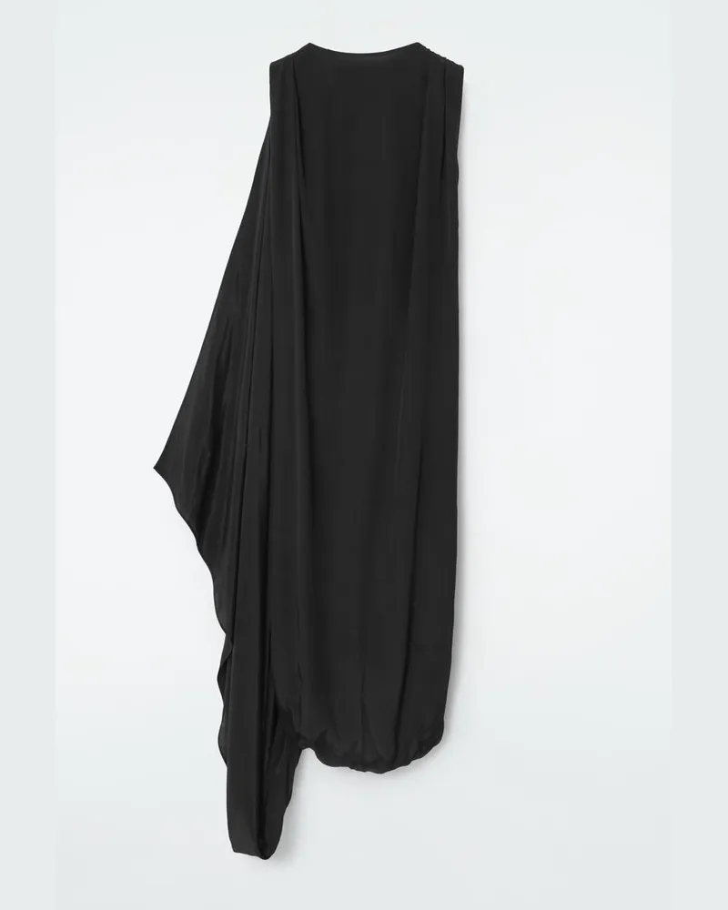 COS Drapiertes Midikleid Mit Bubble-Saum Schwarz