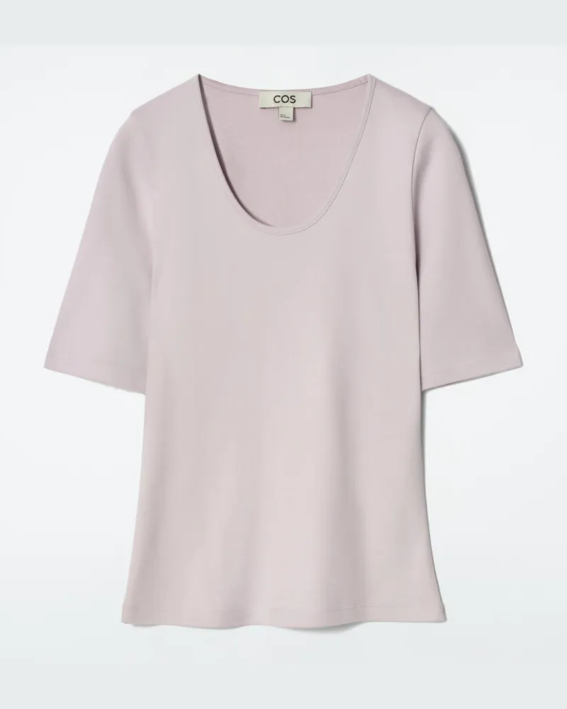 COS Schmales Baumwoll-T-Shirt Mit Tiefem Ausschnitt Lila