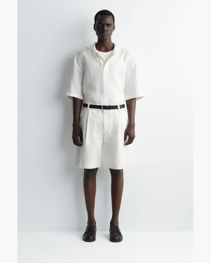 COS Jeansshorts Mit Falten Und Fischgrätenmuster Weiß