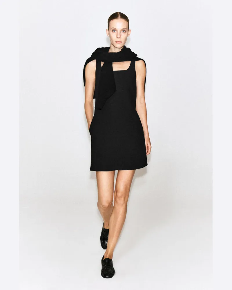 COS Kleid Aus Crêpe-Jersey Mit Karree-Ausschnitt Schwarz
