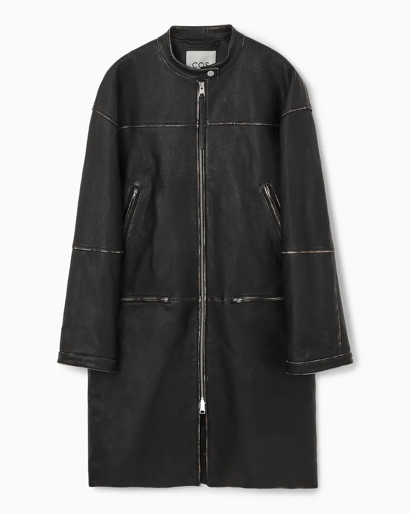 COS Ledermantel Im Motocross-Stil Schwarz
