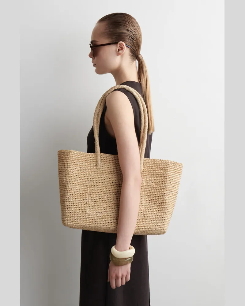COS Kleine Handgewebte Tote Bag - Bast Orange