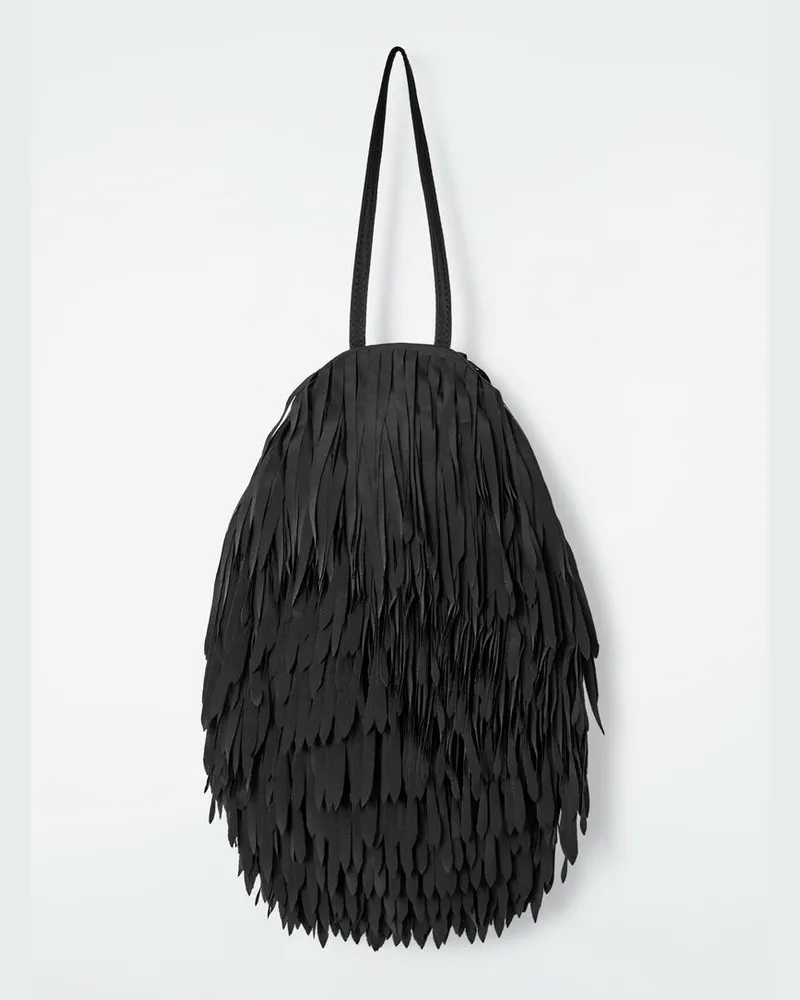 COS Clutch Mit Fransen Schwarz