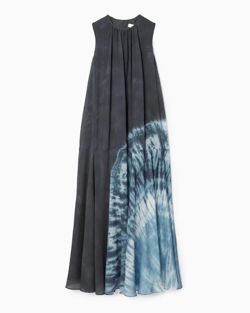 COS Maxikleid In A-Linie Mit Raffungen Blau