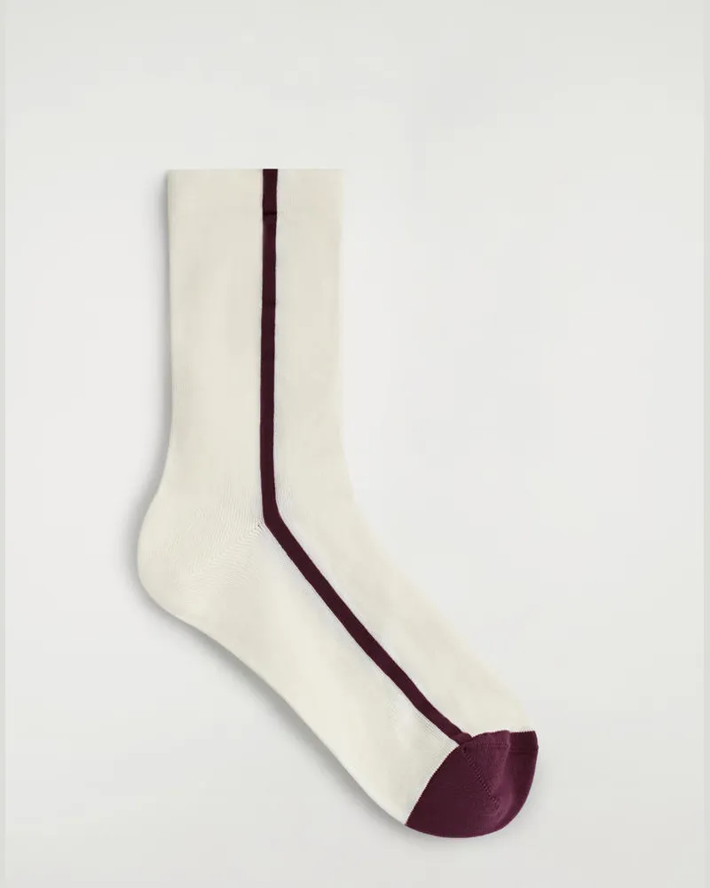 COS Gestreifte Socken Aus Baumwolle Weiß