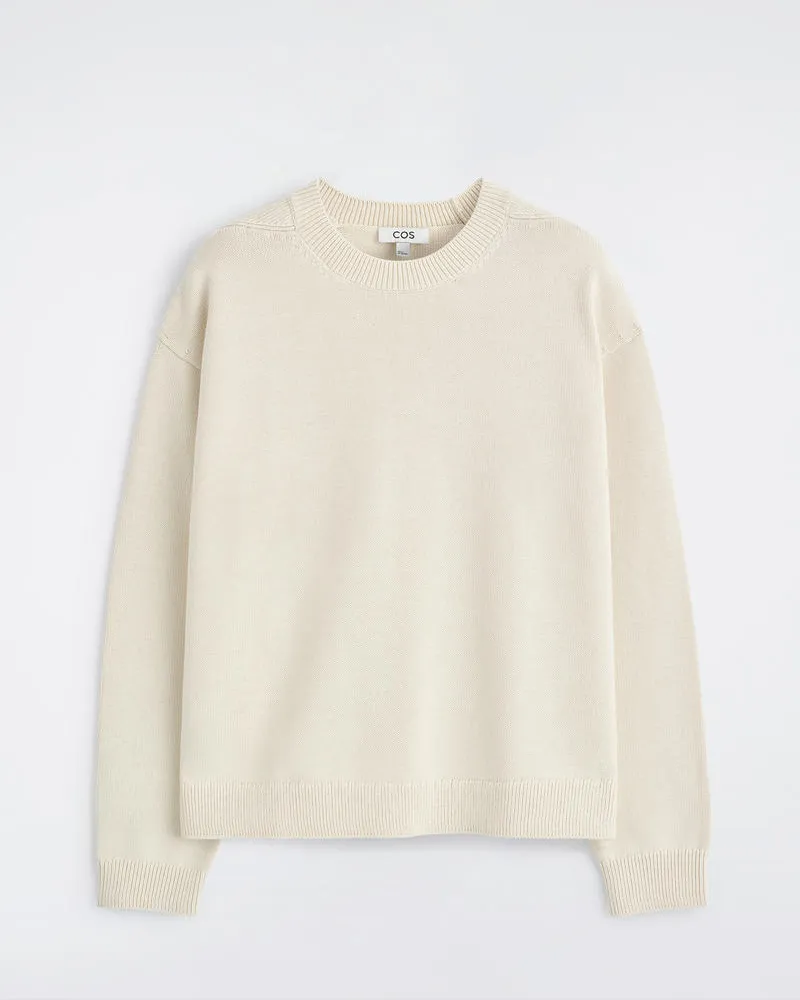 COS Pullover Aus Baumwolle Mit Rundhalsausschnitt Weiß