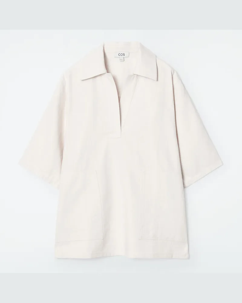 COS Oversized-Poloshirt Aus Leinen-Mix Weiß