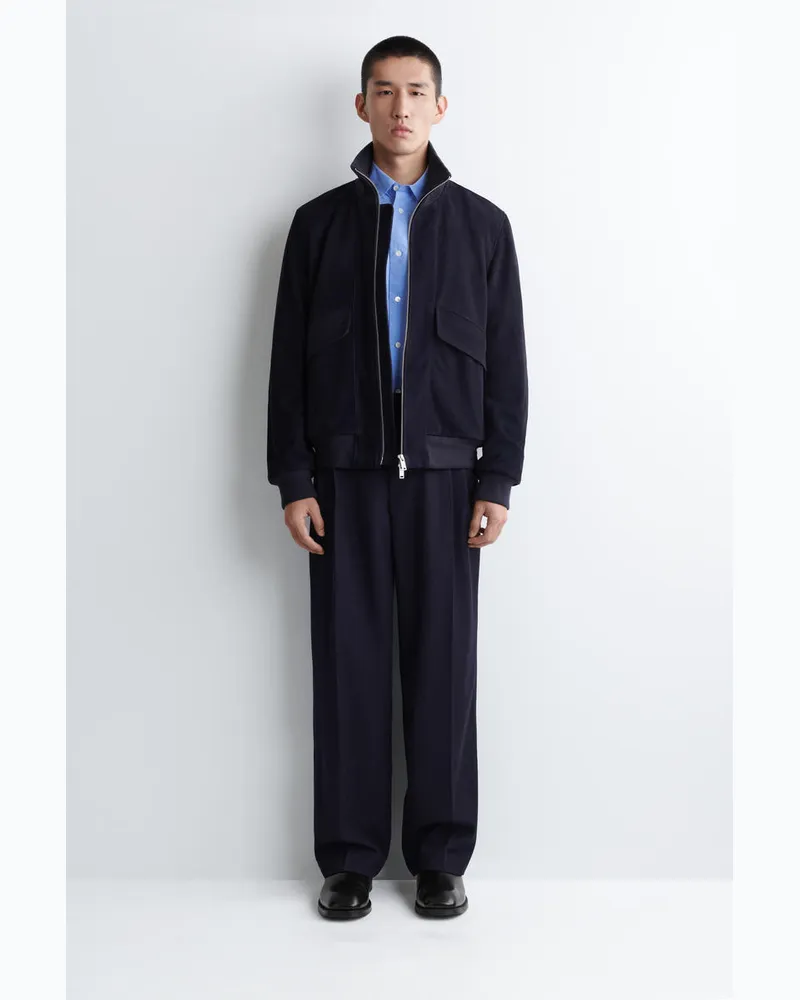 COS Fliegerjacke Aus Veloursleder Blau