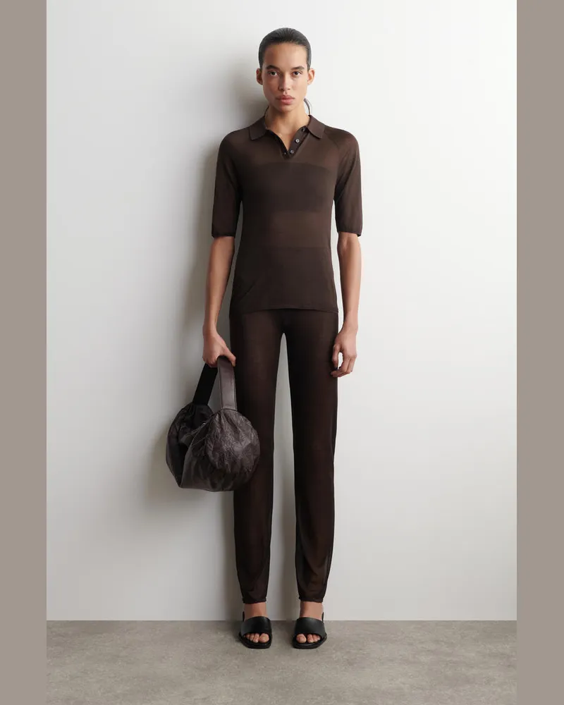 COS Nahtlose Transparente Strickhose Aus Seide Braun