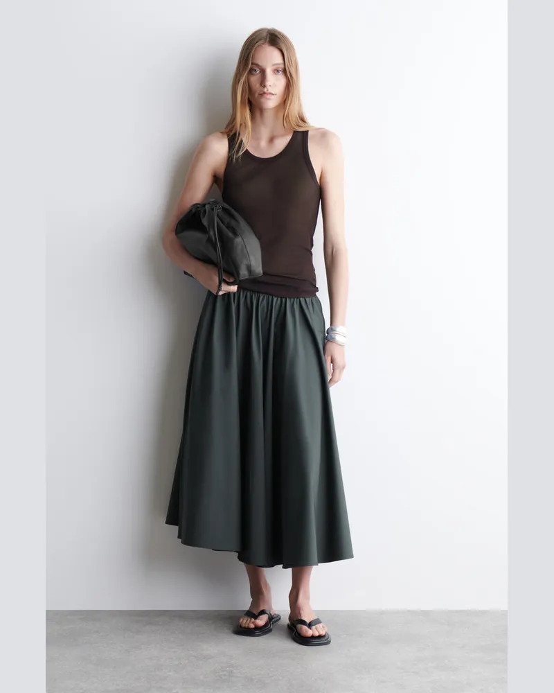 COS Midirock In A-Linie Mit Raffungen Grau