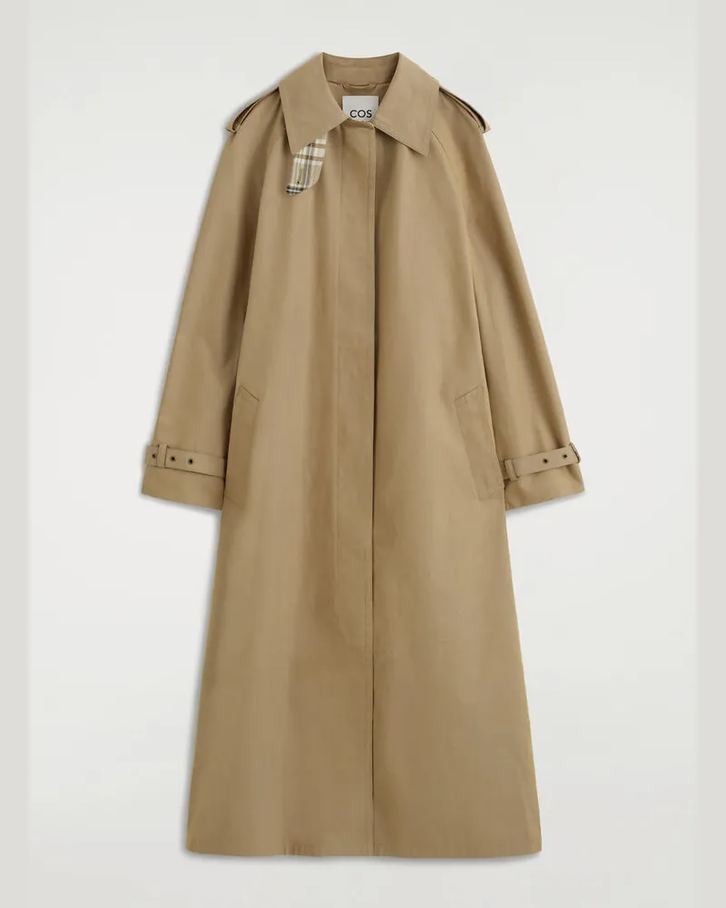 COS Trenchcoat Aus Baumwolle Mit Gürtel Und Karodetail Beige