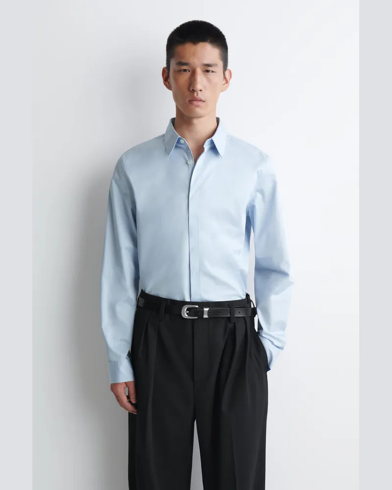 COS Schmales Hemd Aus Baumwoll-Twill Blau