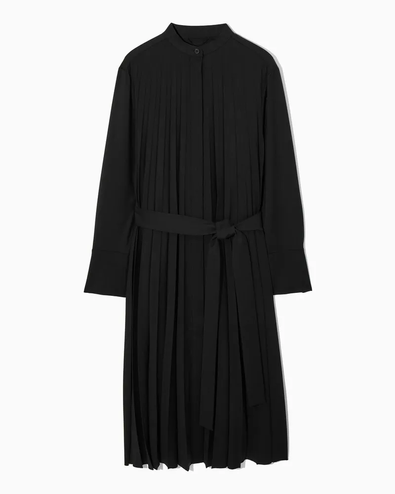 COS Hemdblusenkleid Aus Woll-Mix Mit Falten Schwarz