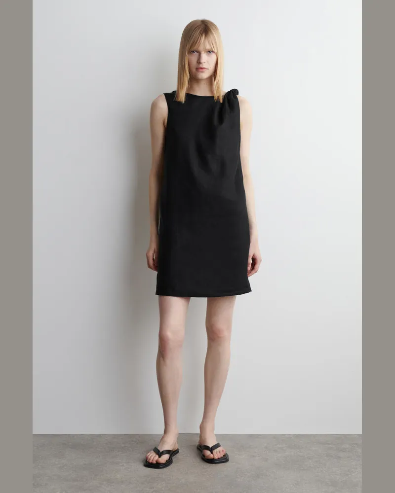COS Minikleid Aus Leinen Mit Twist-Detail Schwarz