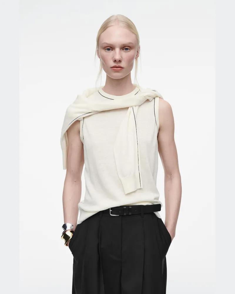 COS Tanktop Aus Merinowoll-Leinen-Mix Weiß