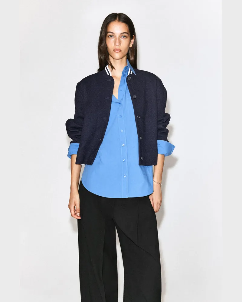 COS Bomberjacke Aus Gekochtem Woll-Mix Blau